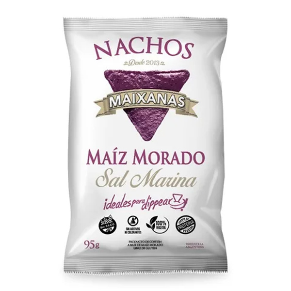 Nachos Maixanas, los nuevos nachos saludables a base de maí­z morado orgánico.  nachos Maixanas maiz morado organico
